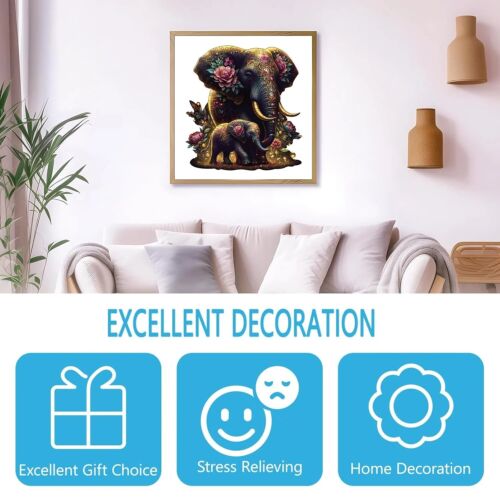 A3 Wooden 3D Puzzle Elephant Unique Shaped Toy Model Board Games - Picture 2 of 6