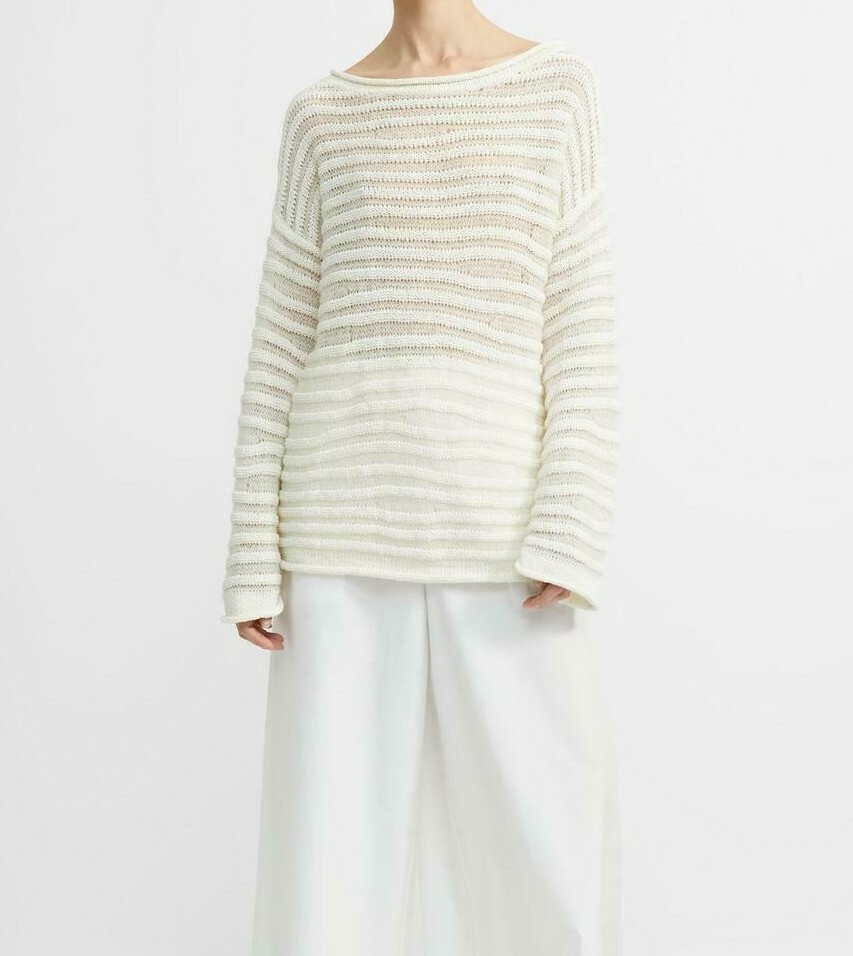$345 NWT THEORY SzM LINKED STRIPE BOAT NECK PULLOVER WHITE | eBay