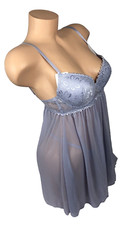 Rene Rofe Push-Up Babydoll Chemise with G-String - Small Lavender 2 Piece Set