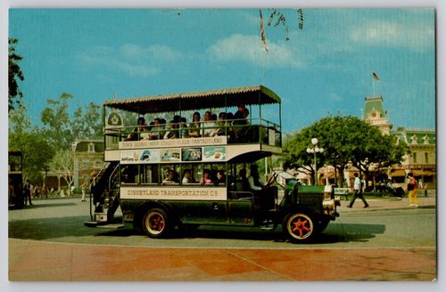 Disneyland Transportation Omnibus Double Decker Bus Postcard 1960's Unused - 第 1/2 張圖片