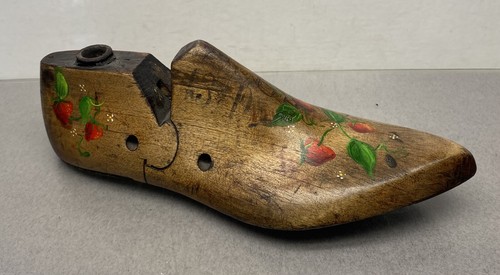 Antique Shoe Form Cobbler Mold Primitive Wooden Farmhouse Decor Handpainted