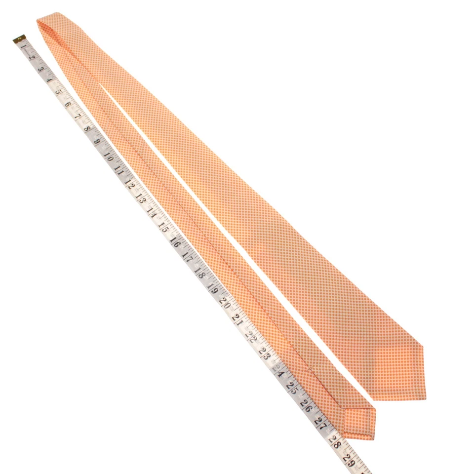 Corbata Kiton nueva sin etiquetas 100 % seda siete pliegues en blanco roto con lunares naranjas Foto 3 de 4