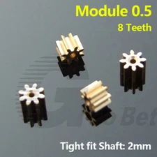 M0.5 Module 0.5 0.5M 8T 8 Teeth Motor Main Shaft Pinion Gear Metal Brass 2mm RC