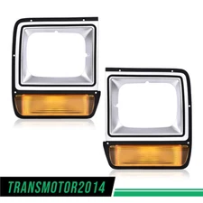 Fit For Dodge Pickup Truck Headlight Headlamp Bezel Pair w/ Corner Parking Light