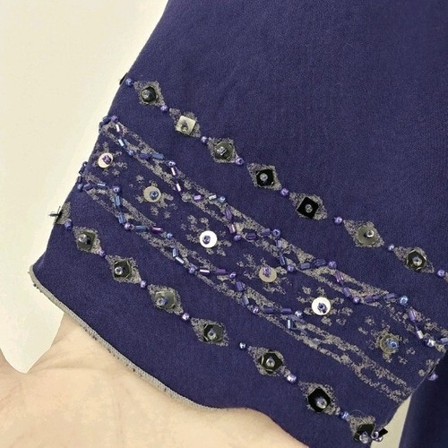 KRISTA LEE Peasant Style Top Women's M Purple Bead & Sequin Embellished Boho - Picture 10 of 14