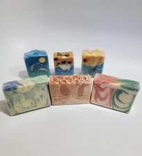 Lot 6 Bars Of Handmade Cold Process Soap Ocean Dolphins Honey Grapefruit Mint