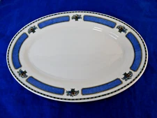O.P.CO Meridale Syracuse China Oval Plate Dish Blue and White 10.5"