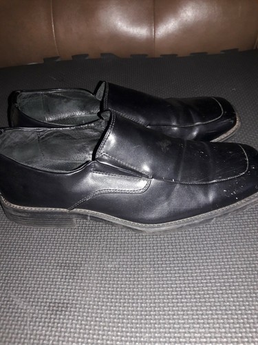 Borelli Broadway Mens US 10.5 M Loafers Black Leather Slip On Shoes Square Toe - 第 5/9 張圖片