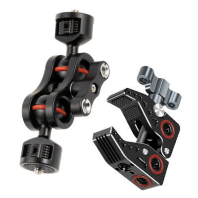 FEICHAO Camera Clamp Crab Claw Dual Ball Head Mount Magic Arm 1/4 3/8 Adapter