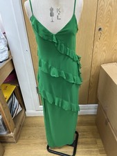 Jack Wils strappy frill Backless Chiffon Maxi Lined Green Dress Size 6-14