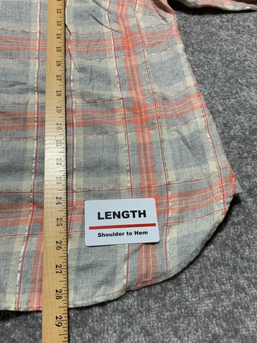 Talbots Top Women Size 2X Multicolor Plaid Button Up Cotton Metallic - Picture 11 of 11