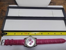 Manhattan by Croton Ladies Quartz Watch Pink Leather Strap Never Worn