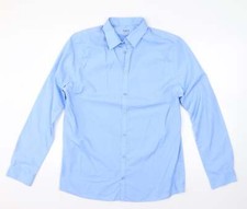 M S Mens Blue Cotton Blend Dress Shirt Size 42 - school