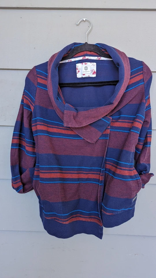 Suéter Element Junior Talla Mediana Rojo Azul Rayas Manga Larga Cierre a Presión Foto 3 de 4