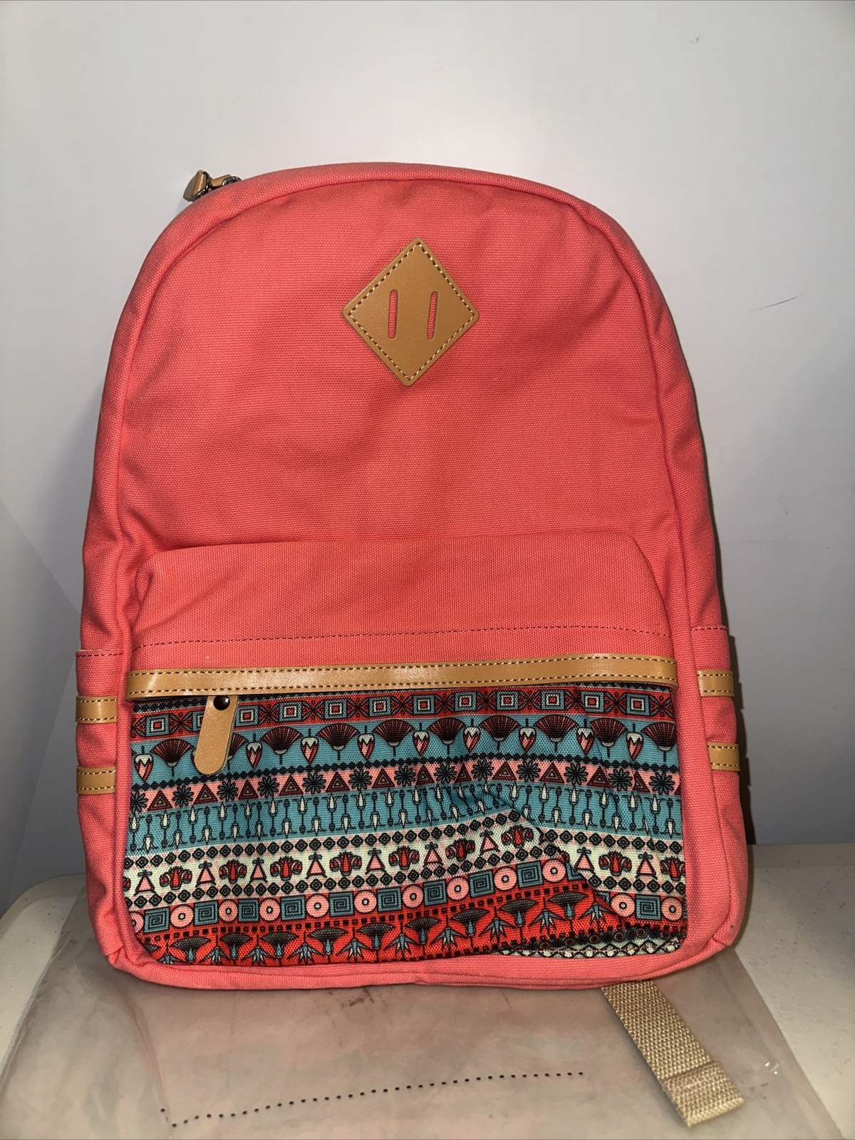 Leaper Canvas Travel Bag/Backpack Pink Native American Desig