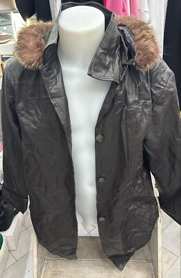 GENERICO genuine leather jacket used women woman size 46 brown LLD182