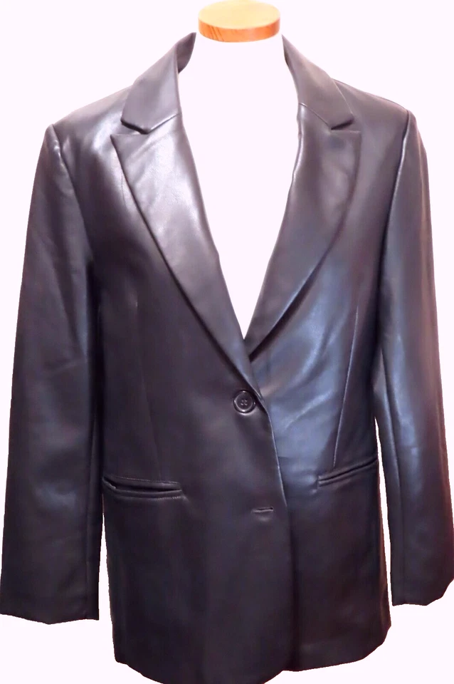 REBECCA MINKOFF: FAUX LAMBSKIN LEATHER BLAZER JACKET. WMS M. ORG $228 SALE $120