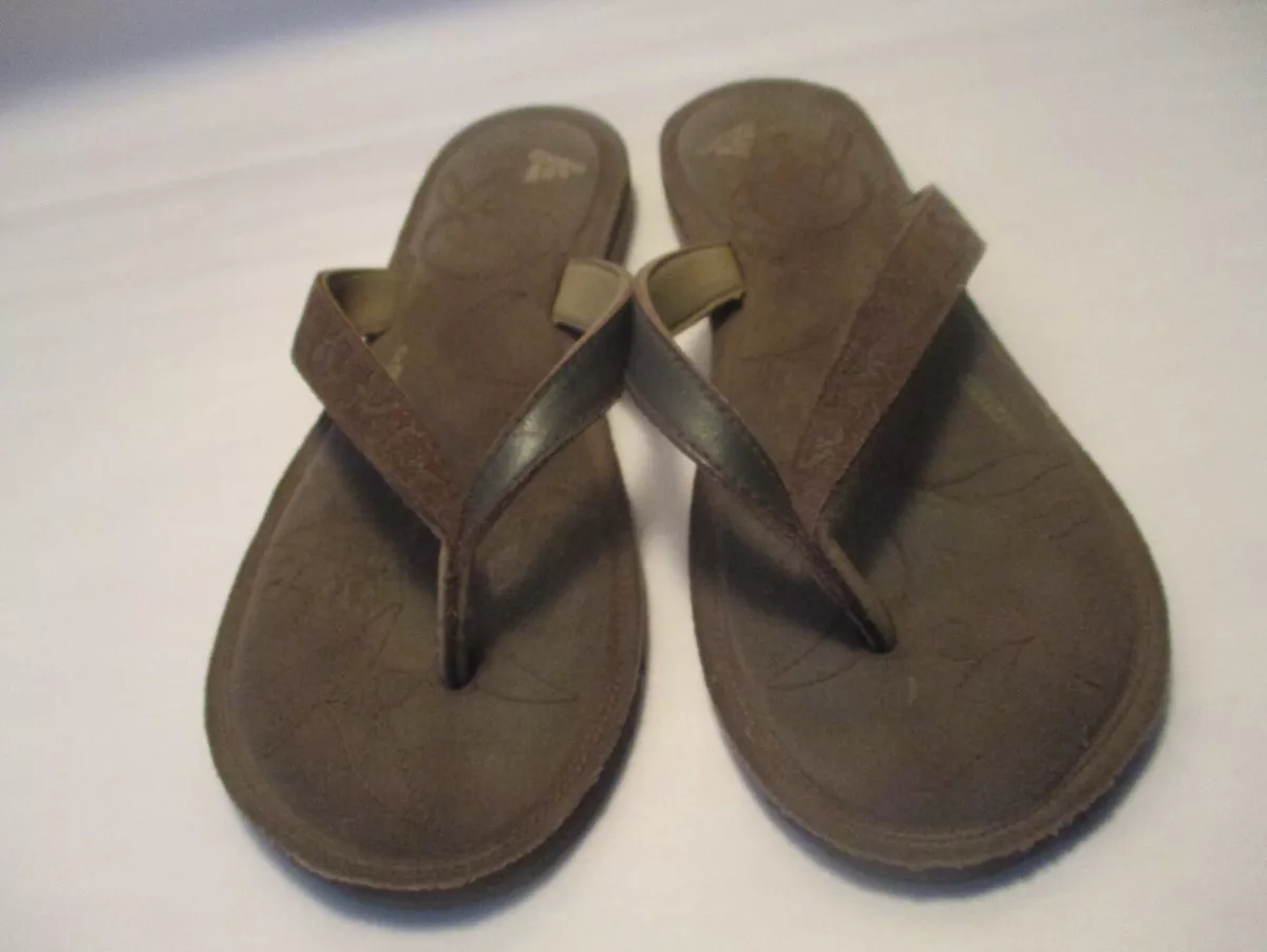 Adidas Foam Womens 8M Brown Memory Foam Flip Comfort Sandals | eBay