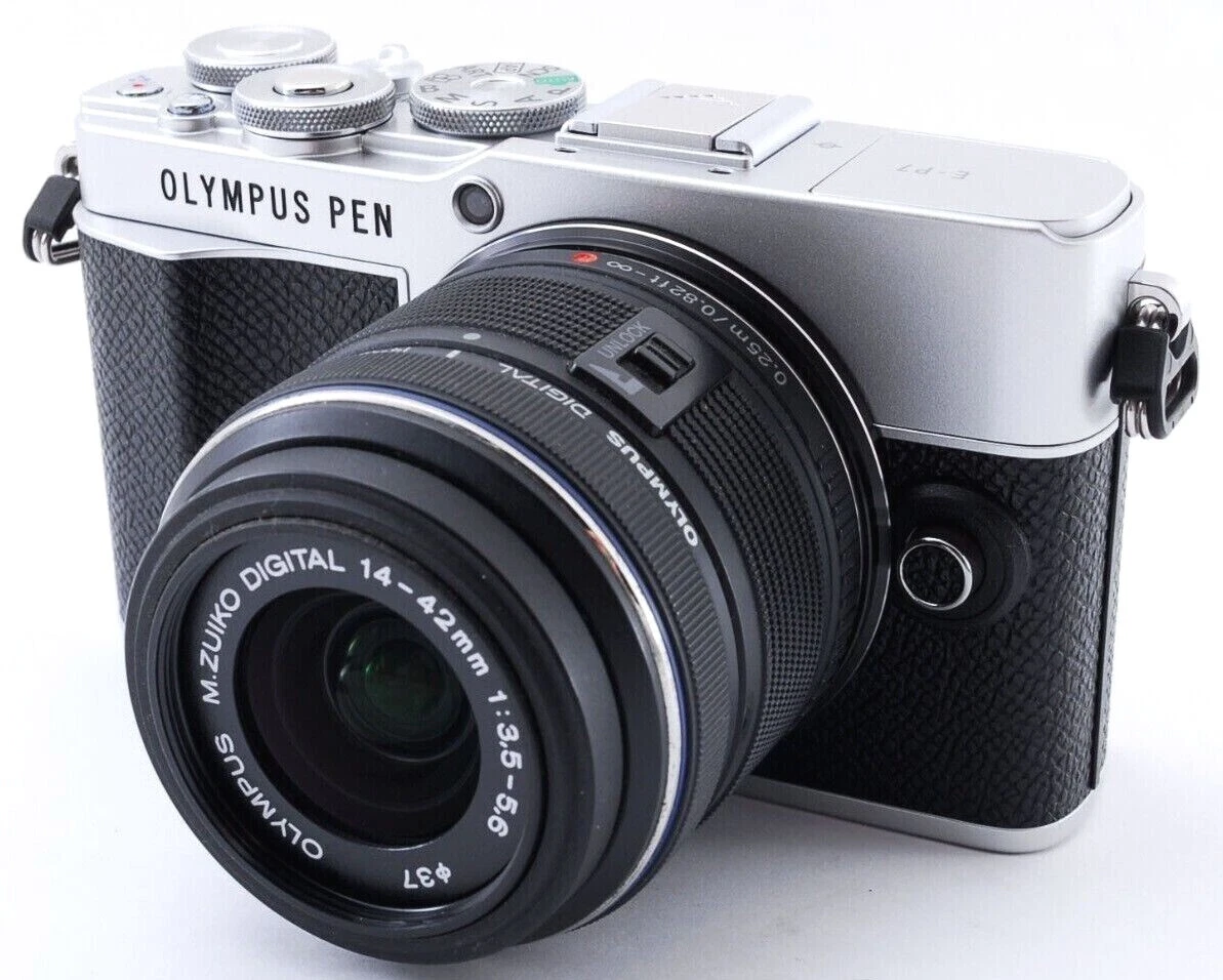 Olympus PEN E-P7 20.3MP Silver 14-42mm Lens Set [Exc+++] w/Box,SD card [999]