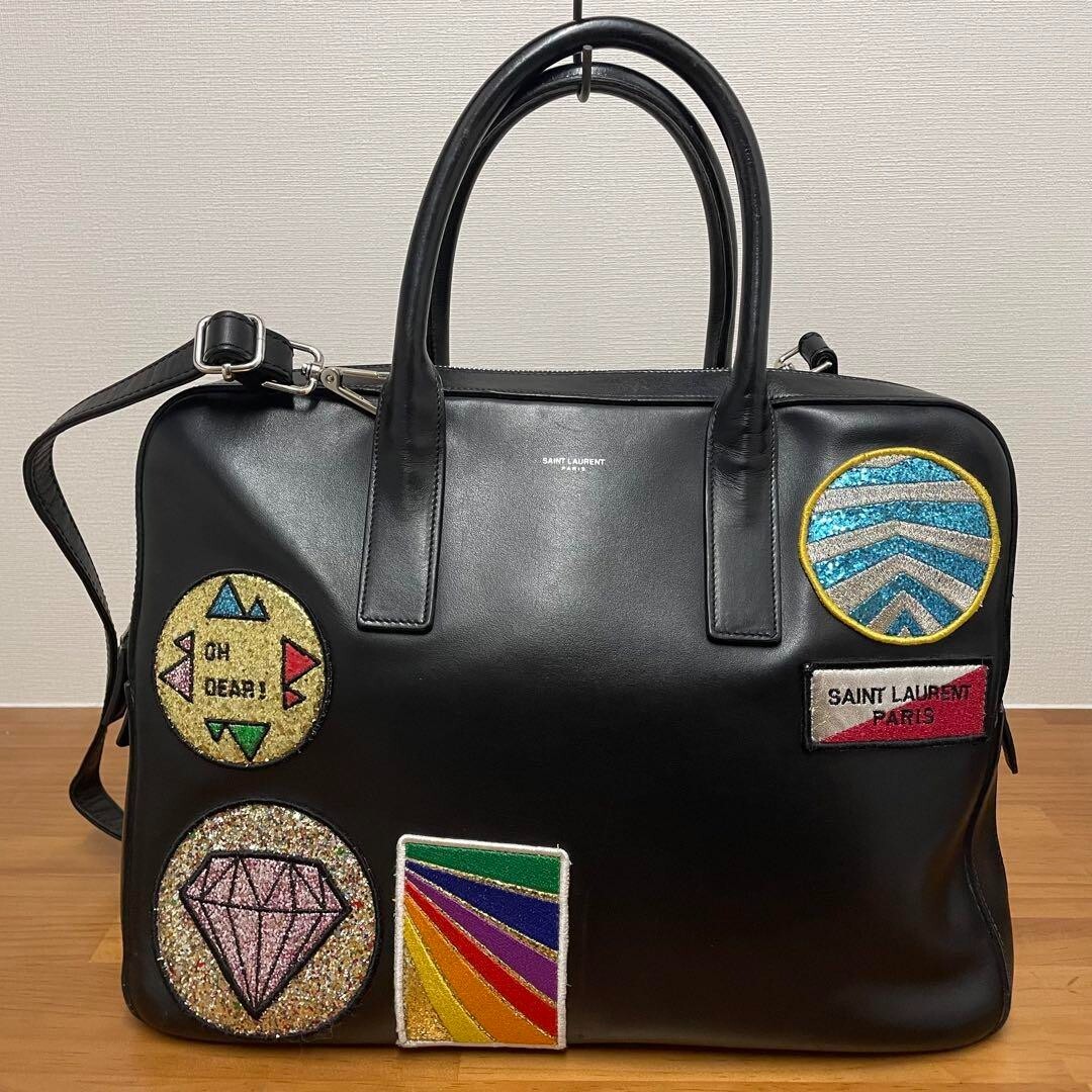 Saint Laurent 462542 Borsa da lavoro valigetta con toppa glitterata