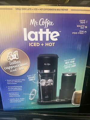 Coffee 4-in-1 Single-Serve Latte Iced Hot Coffee Maker Black New Sealed 