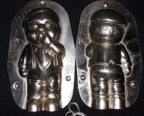 N°538- ANCIENS MOULES A CHOCOLAT/PETIT GARCON 11 CM 2 PARTIES chocolate mold- - Foto 3 di 4
