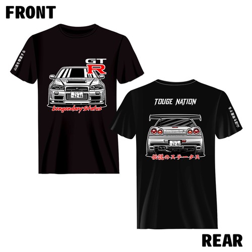 TOUGE NATION R34 GT-R LEGENDARY STATUS T-SHIRT - Picture 2 of 2