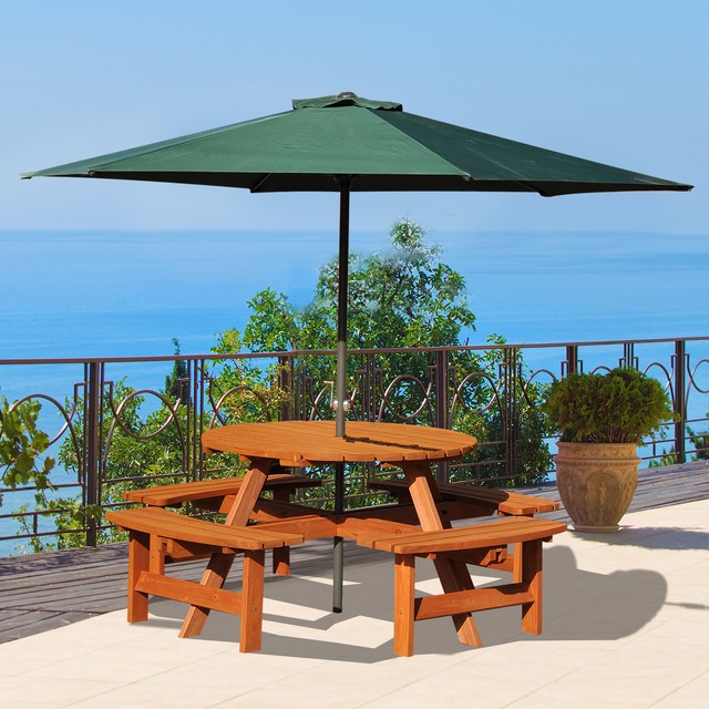 Garden Patio Garden Chairs Swings Benches Westwood 8 Seater Wooden Pub Bench Round Picnic Table Furniture Garden Patio Mtmstudioclub Com