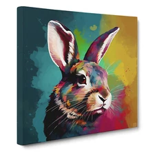 Rabbit Digital Art No.5 Canvas Wall Art Print Framed Picture Decor Dining Room