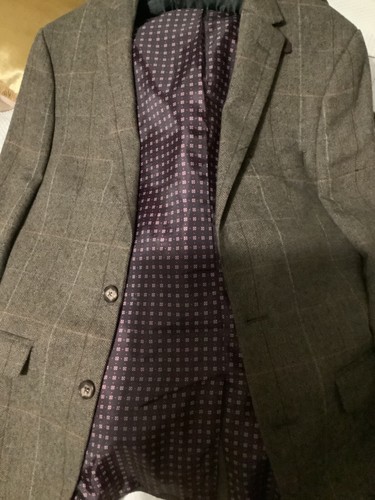 Men's UK Size38 Wool Green Brown Tweed Blazer Jacket Moss London Dapper