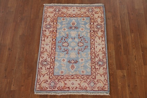 Floral Light Blue Oushak Oriental Accent Rug 2'x3' Vegetable Dye Handmade Rug - Picture 2 of 12