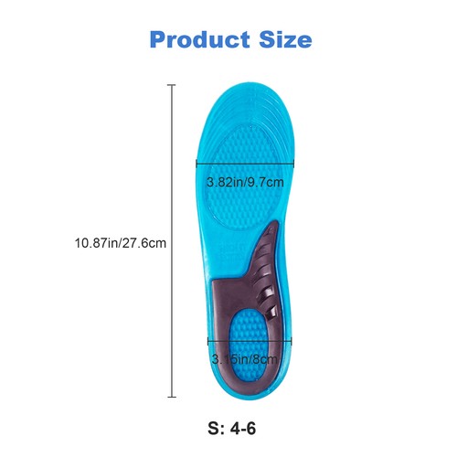 Silicone Gel Insoles Orthopedic Shoe Inserts Men Women Shock Pads Arch Support - Picture 10 of 12