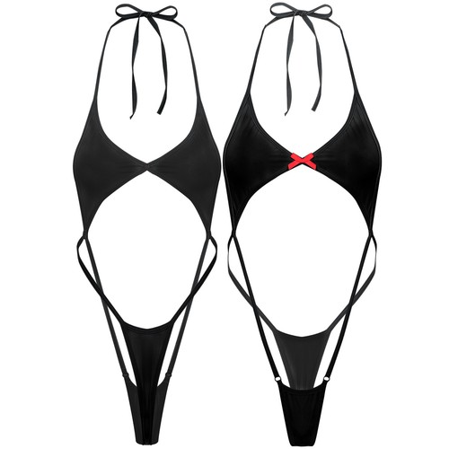 Womens Monokini Cute Bow Bodysuit Quick-drying Swimsuit One Piece Nightwear - Picture 52 of 97