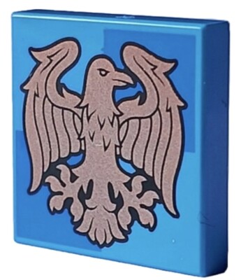 LEGO Harry Potter Tile x with Copper Ravenclaw Crest on Blue