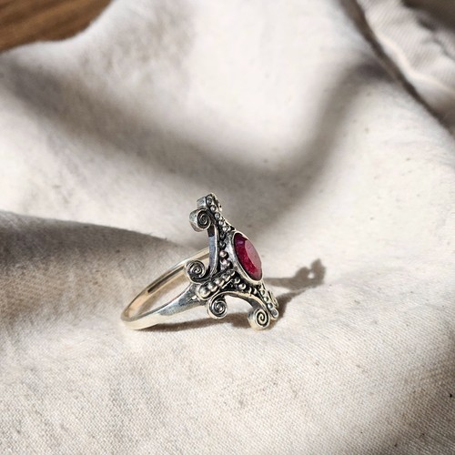 Ruby gemstones 925 Sterling Silver ring Vintage silver ring for wedding - Picture 3 of 6