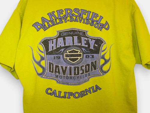 Harley Davidson Mens T-Shirt Green Sz L Bakersfield CA Eagle Graphic Cotton USA - Picture 5 of 9