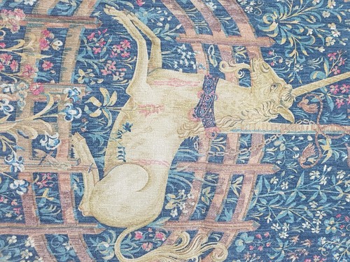 Vintage French Medieval Unicorn in Captivity Wall Hanging Tapestry 136x94cm - Picture 8 of 13