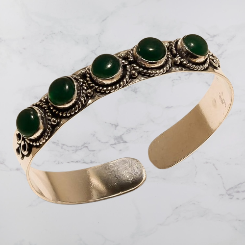Green Onyx Gemstone Cuff Jewelry Adjustable Bracelets Handmade Bangles - Picture 9 of 13