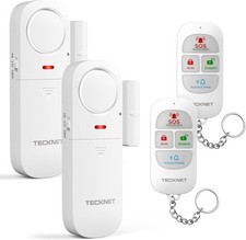 TECKNET Door Alarm Sensor 2 Packs With Remote Control, Window Alarms for Secu...