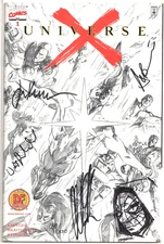 UNIVERSE X #1 DYNAMIC FORCES SIGNED x4 ALEX ROSS REMARKED SPIDEY SKETCH DF COA
