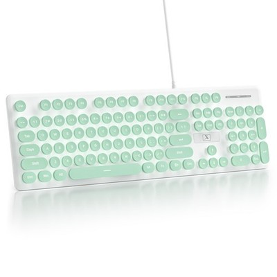 Wired Retro Typewriter Keyboard 104 Keys White LED Backlit PC Laptop Green