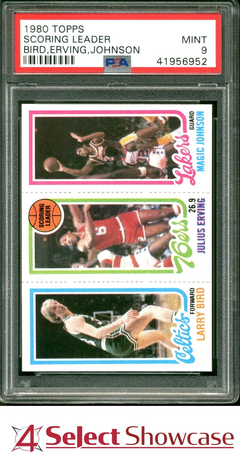 1980 TOPPS LARRY BIRD RC-JULIUS ERVING-MAGIC JOHNSON RC HOF PWCC-A TOP 30% PSA 9