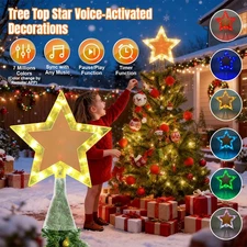 Christmas Tree Topper Lighted LED Rotating Light with 5 Projected Star Projector