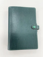 Filofax Tejus Organizer Green Calf Leather 6-Ring Made in England Vintage Unused