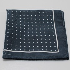 Marchesi di Como NWOT Silk / Linen Blend Pocket Square In Blue with White Dots