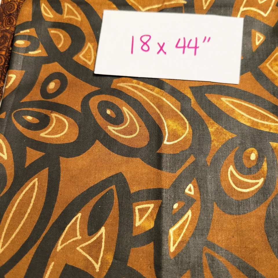 Cotton Fabric Lot 8 Pcs Fall Brown Prints Floral Geo Dot 18x44–10x21" Orange  - Image 4 of 4