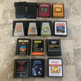 Video Game Lot 1980s Atari 2600 Colecovision Moon Patrol Super Cobra River Raid+