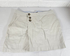 Land's End Chino Skort Skirt Size 12 Women's Beige Khaki Buttons Pockets