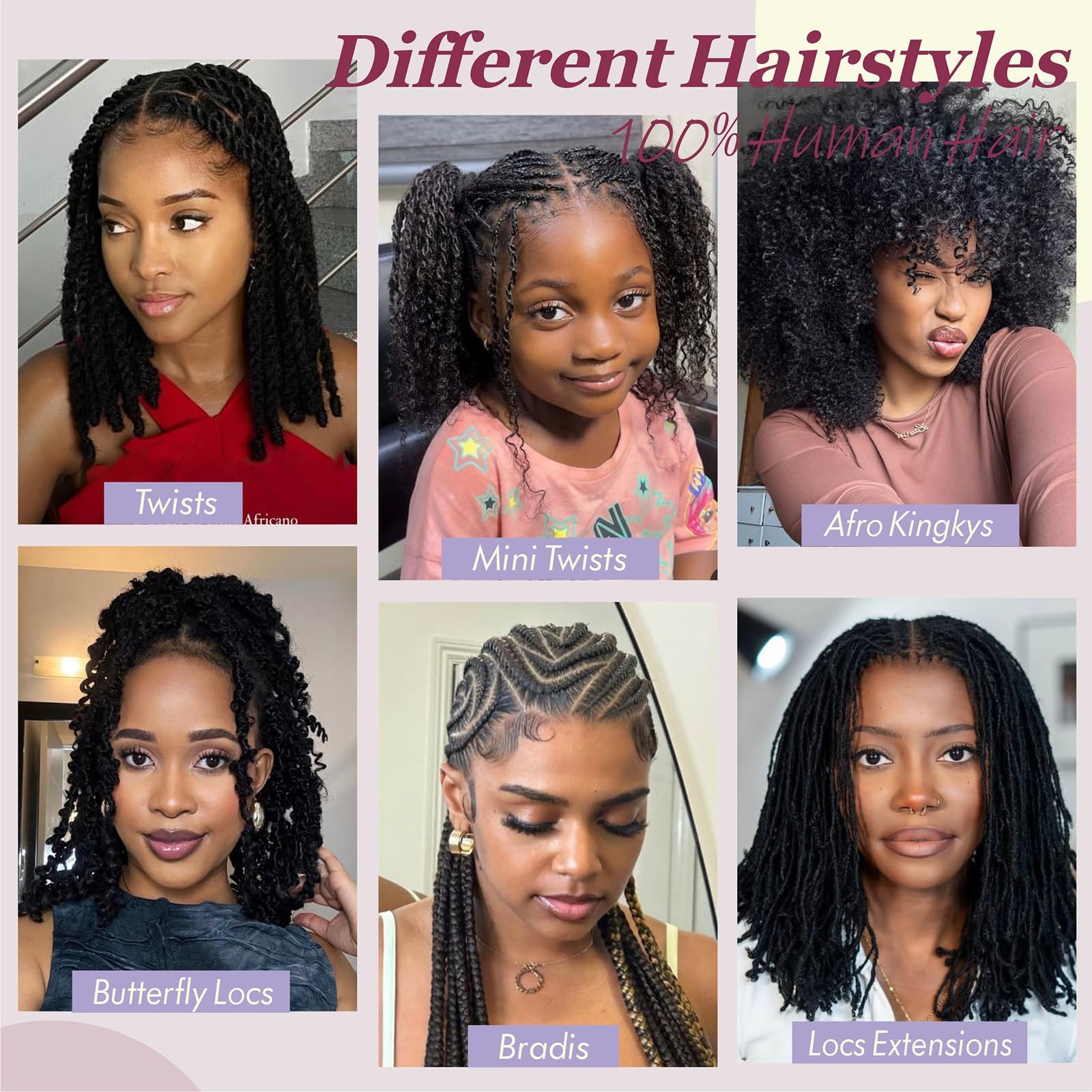 Afro Kinkys Bulk Human Hair For Dreadlock Extensions, Loc Repair, Afro Kinky ...