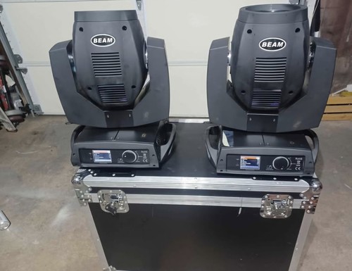 Beamz BEAM 200 Moving Head LED Lights Pair DMX Automated w/ Road Case